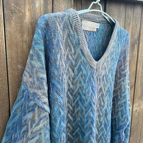 Vintage 90s Shenandoah natural Koogie 3-D Chevron weave knit sweater XXL - Picture 2 of 6